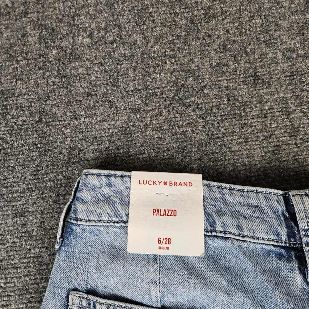 Lucky Brand Palazzo Wide Leg Rigid Denim Jeans Light Wash Blue 6/28 R New - Picture 16 of 16